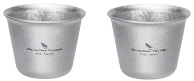 Boundless Voyage Titanium Ti3069D-G Tasses à vin d'extérieur Mini tasse à thé portable Petite tasse à whisky Tequila pour whisky, Tequila 2 emballés, Ti3069D-G (argent)