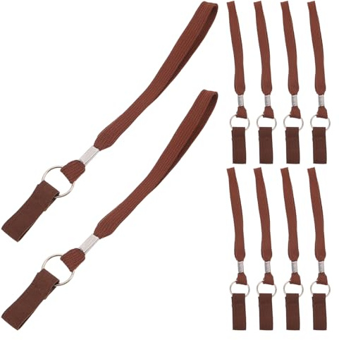 iplusmile Lot de 10 Dragonnes Élastiques Universelles Antidérapantes pour Cannes de Marche, Sangles Réglables Couleur Café, Accessoires pour Aides la Marche et Bâtons de Randonnée