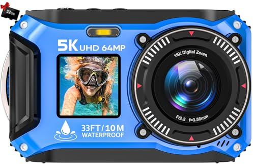 ZANTEEY Unterwasserkamera, 5K 64MP 33FT wasserdichte Digitalkamera