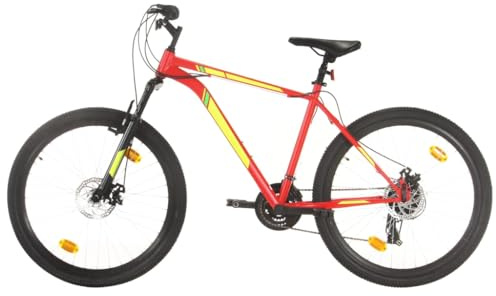 Teenpull Mountainbike 21 Gang 27,5 Zoll Rad 42 cm Stahlrahmen Rot mit Aluminiumfelgen für Gelände und Freizeit, Scheibenbremsen, Sattelhöhe verstellbar, Trekkingrad für Outdoor und Radsport