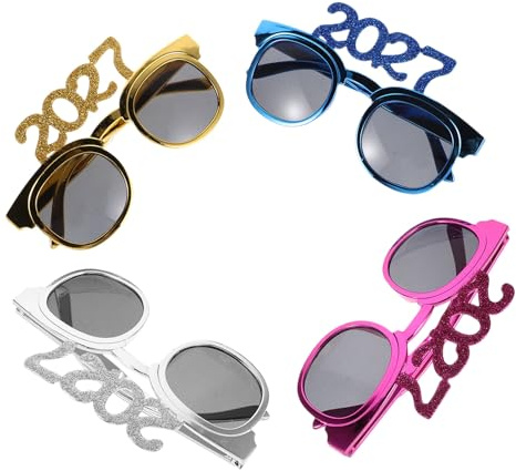 Parliky 2027 Neujahrszahl Brille aus Kunststoff 4 Stück Kreative und Festliche Fotorequisiten für Silvester und Barpartys Party Highlights