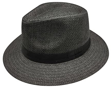 Generisk unisex enfärgad brittisk solhatt stråhatt med brett brätte vuxen jazzhatt och hattar, svart, one size