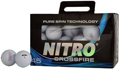 NITRO Crossfire Golf Balls- 45 Pack- White- Pure Spin Technology- USGA Approved