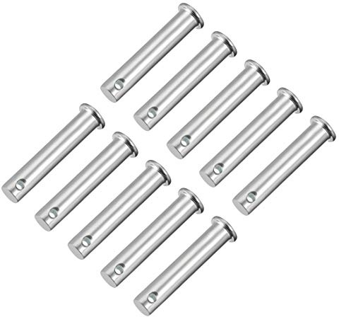 sourcing map Einloch-Gabelkopfstifte, 10 mm x 50 mm, flacher Kopf, verzinkter Stahl, 10 Stück