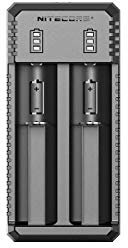 Nitecore UI2 Akku Ladegerät mit USB-C, Zweischachtlader für Akkubatterien, Aufladestation für Camping und Outdoor, schwarz