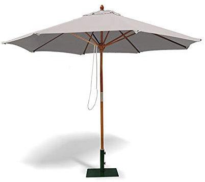 Jati Umbra 3m Wooden Garden Parasol with Cover (Grey) - Octagonal, Double-Pulley, 2-Part Pole