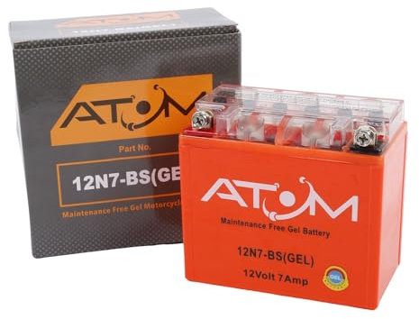 AB7-A - Atom Gel Motorcycle Battery Factory Sealed 12V 7Ah