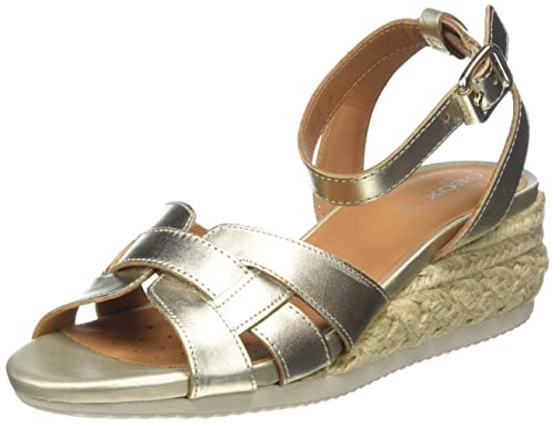 Geox Dam D Ischia Corda Espadrille Wedge Sandal, LT Gold, 39 EU, Guldpläterat guld, 39 EU