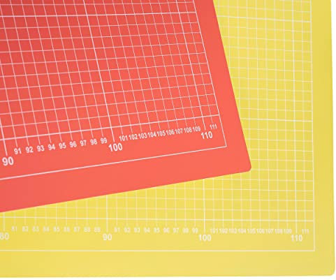 Nähwelt Flach Schneidematte A0 mehrlagig mit cm Skala zum Nähen, Basteln und Quilten 120 x 80 cm, Orangerot-gelb