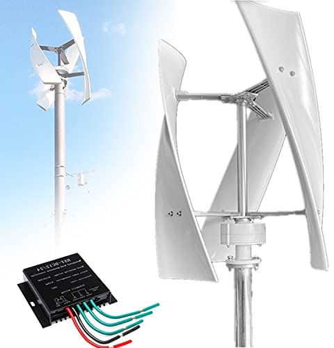 AALGO Turbina Eólica Vertical Kit Completo,Generador Viento Jardín Instalacion Eolica Domestica Aerogenerador Eolico Trifásico AC Turbina Eólica de Viento Vertical con Controlador,3000W-24V