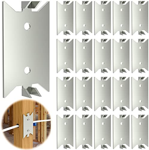 FOROIRON 50 Pack Nail Protection Plate for Wood Studs, Cable Wire Protector, 1.5 x 2.5 Inch Anti-Nail Shield