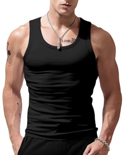Viisendy Pro Herren Sport Stringer Tank Top, Bodybuilding Workout Tanktop für das Fitnessstudio, Baumwolle Ärmelloser Muskelshirt, Classics Schnelltrocknendes Trainings Tank Schwarz M