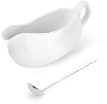 LoeJan 17OZ Gravy Boat with Spoon, Ceramic Sauce Serving Dish, Easy-Pour Big Dripless Lip Spout Serveware Set for Salad Cream Milk Broth Black Pumpkin Thanksgiving
