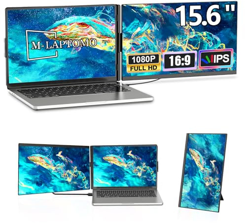 15.6 Laptop Screen Extender, Detachable Screen, Dual Monitor Extender | 120% sRGB FHD1080P IPS Portable Monitor for Laptops, , USB-C/HDMI/USB-A, Plug & Play for Windows, Mac, Android