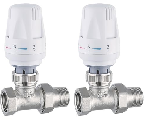 2 x Temperaturregelventil G1,27 cm Thermostatheizkörperventil Automatischer Standardwechsel weiß