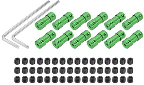 QUARKZMAN Wellenkupplung Verbinder mit Bohrung von 2.3mm-3mm Länge 25mm φ 10mm 12 Pcs Wellenkupplungen M3 Aluminiumlegierung Starre Kupplung für Auto Motorzubehör 3D-Drucker DIY-Roboter Grün