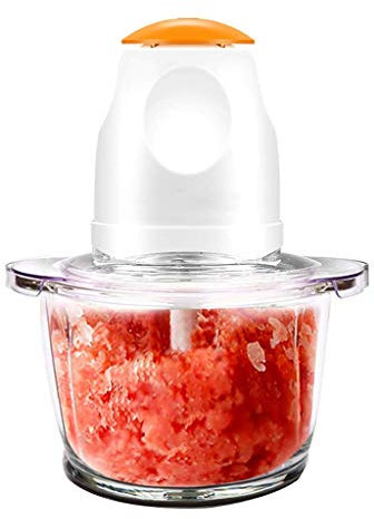 VQIGGTSS Tritacarne Elettrico per Alimenti, Tritacarne da Cucina da 200 W, Tritacarne in Vetro da 1,2 Litri per Carne, Verdura, Frutta e Noci, unità Motore in Acciaio Inossidabile