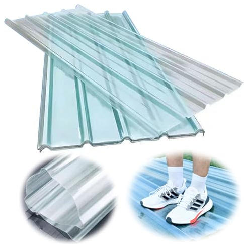 Lastra di Copertura in Fibra di Vetro 1.2mm, Pannelli Tetto Trasparente da 4 Pezzi, Lamiere Grecate Protezione UV, Antipioggia Pannelli per Tetto per Serra Posto Auto Coperto(160x90cm(63.0x35.4in))