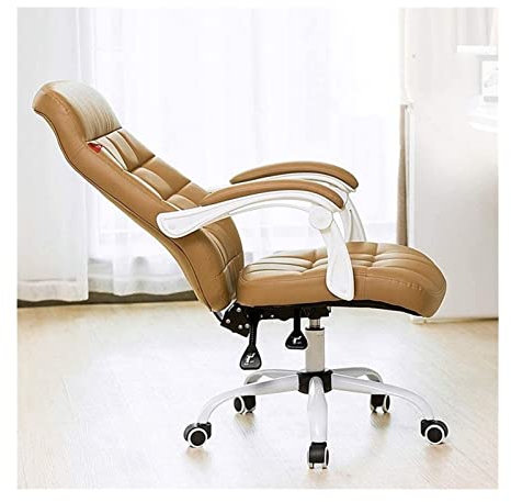 SnamicE Bürostuhl mit Armlehnenverbindung, Pu-Leder, Liftsessel, ergonomisch, hohe Rückenlehne, schwarz, Verstellbarer Sessel, Kippsperrfunktion, Drehsessel,