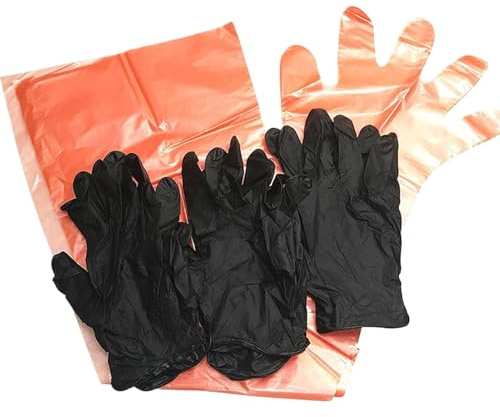 Sghtil Guanti per la caccia di eviscerazione guanti da medicazione | 24 paia di guanti portatili per svencerare i cervi | Guanti a braccio lungo, guanti corti in Nitrile, kit di guanti da gioco sul
