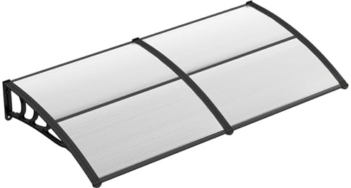 FANTASK Marquesina para Puerta de Entrada de 199 x 99 cm, toldo de Aluminio y policarbonato, toldo Transparente para Puerta de Entrada