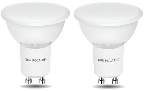 SUN POLARIS GU10 LED Bulbs, Warm White 2700K, 4.9W 400lm, 35W Halogen Spotlight Bulb Equivalent, Energy Saving Lightbulbs, 100° Wide Beam, Non-dimmable, Pack of 2