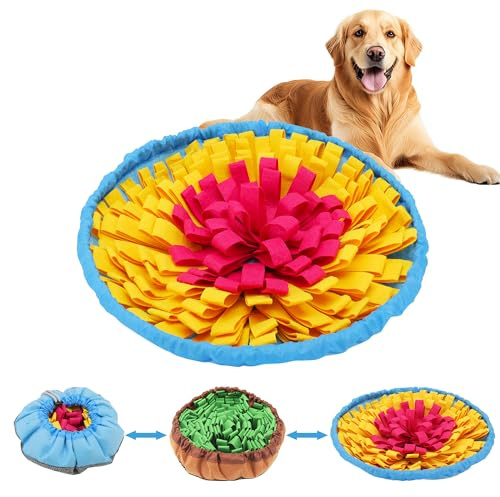 Kolamom Tapis à renifler pour chiens, taille réglable, antidérapant, anti-stress, 48 x 48 cm, bleu