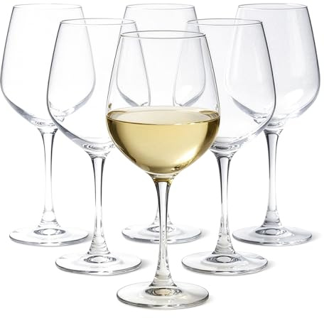 Amazon Basics Verres à Vin Blanc, Lot de 6 Pièces, 35,5cl, Compatible Lave-Vaisselle
