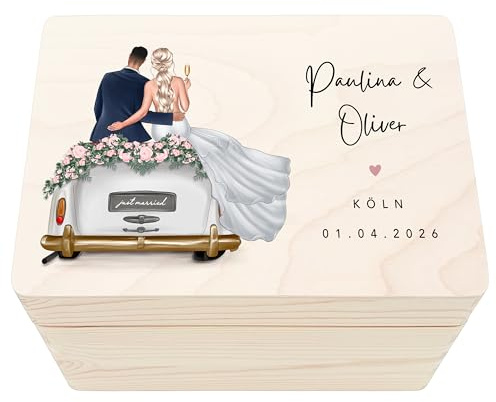 Erinnerungskiste zur Hochzeit personalisiertes Hochzeitsgeschenk für Brautpaar Holzkiste Erinnerungsbox Geschenkkiste Hochzeit Geschenkbox 30x20x13 cm