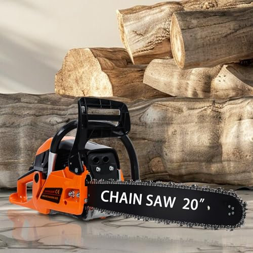 locwanot 20 inch petrol chainsaw, 58cc 2-stroke gas chainsaw, handheld cordless wood cutting saw, high power tree trimmer, anti-vibration logging chainsaw, portable garden maintenance tool, automatic