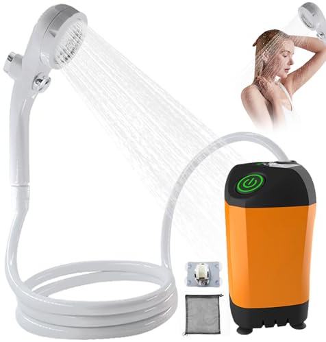 PORFOYO Tragbare Campingdusche,Campingdusche mit Pumpe,7800mAh Campingdusche mit Akku Aufladbar,Camping Dusche mit Duschkopf Duscheschlauch,Camping Dusche Outdoor für Reisen Camping Garten Strand