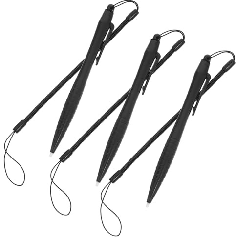 SMASOLO Stylet Résistif avec Cordon à Ressort Anti-Perte pour Tablettes Et Téléphones, Lot De 3, Stylo Tactile Noir, Stylet Crayon Précis pour Écriture Et Dessin sur Écran Résistif