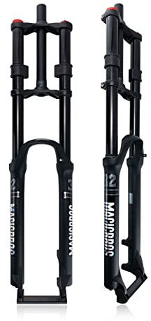 LXJBBD Fourche de suspension de vélo VTT double épaulement 160 mm Voyage 1-1/8, frein à disque de descente, compatible avec roues de 26 / 27,5 / 29 pouces