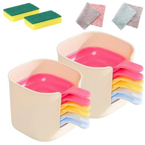 Juego de platos y soporte para salsa de inmersión, 7 piezas de plástico con caja de almacenamiento, plato de salsa de soja con asa para ketchup, soja, barbacoa, picnic, restaurante, fiesta, cena (2