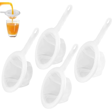 ZORVYN Juego de 4 Coladores Plásticos de Malla Fina 100 200 300 400 Mesh Colador Pequeño para Jugo, Kéfir, Café, Leche de Soja