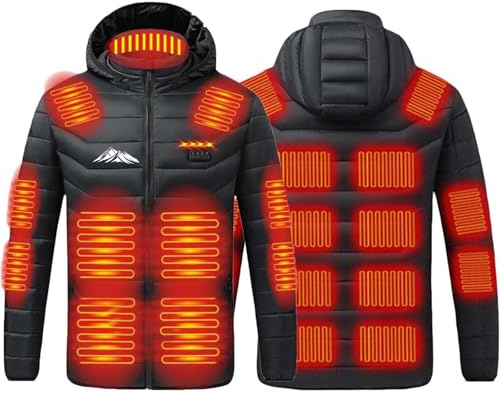 Doudoune Chauffante Homme Femme Veste Manteau Chauffant Électrique Lavable avec 8/9/11/15/17/19/21/26 Zones Chauffage pour Ski Plein Air Randonnée Hiver Moto Chasse Camping Doudounes Chauffantes