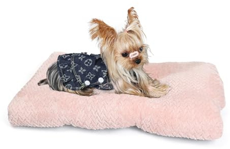 Dog Bed for Small Dogs Crate Washable 22 inch Dog Mats for Sleeping,Up to 15 lbs Soft and Fluffy Pink S