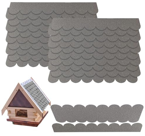 53 Pezzi Tegole Per Tetti Uccelli,Tetti Uccelli Autoadesive,Tgole Per Tettoia Esterno,Autoadesive Per Casette Uccelli,Tegole plastica tettoia per esterno,Adatto Per Nidi, Conigliere, Hotel Per Insetti