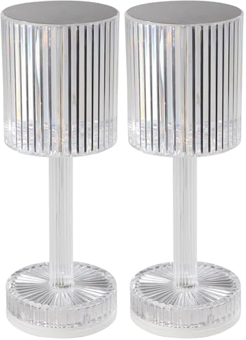 Eglo Lampada da tavolo a LED Lucignano, batteria, senza fili, per interni, di cristallo con paralume, cambio colore RGB, in plastica trasparente, funzione touch, ricaricabile tramite USB