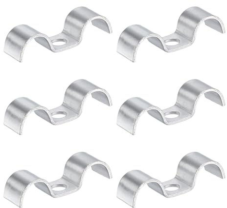 sourcing map 6Pcs Stainless Steel Double Line Clamp 14 mm / 9/16 inch Fuel Lines Clips M-Shape Mounting Clip for Brake Fuel Lines Tubes Wire Pipe Cord Installation, Silver