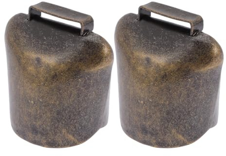 Totority 2 Pezzi Campanelli per Bestiame in Ferro Oro, Campanaccio Portatile e Leggero per Mucche da Pascolo e Agricoltura, Design Retrò