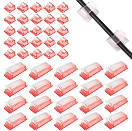 HONRIGO Cable Clips Set: 70 Pcs Self Adhesive Cable Organiser for Home Office & Desk, Transparent