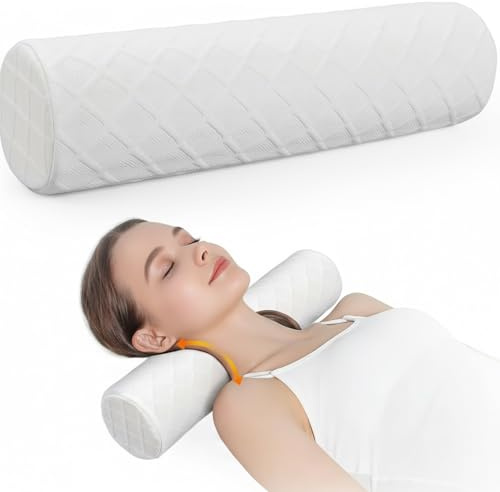Pyxovixar Cervical Neck Roll Memory Foam Pillow,Removable Cover17*3.9 | Neck Support Pillows for Sleeping,Round Bolster Pillow Cylinder for Bed,Back Lumbar Leg Yoga,Breathable Comfortable