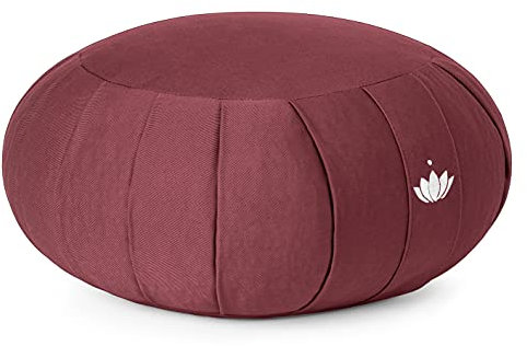 Lotuscrafts ZEN Cojín de meditación tipo zafu de algodón orgánico con certificación GOTS, Bordeaux_