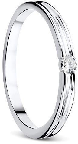 Orovi Damring vitt guld 9 karat/375 guld solitaire förlovningsring med diamant 0,05 ct guld, Guld Guld Diamant, Diamant