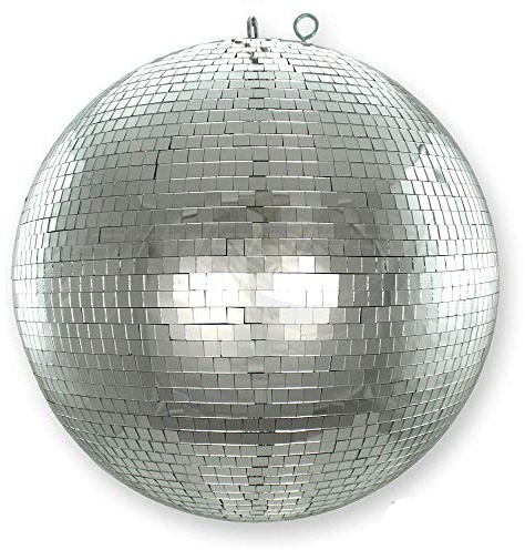 Spiegelkugel 40cm, 10x10mm Facetten aus Echtglas • Sicherheitsaufhängung • Safety Mirrorball mit Kunststoffkern • Diskokugel mit durchgehender Metallachse und Absturzsicherung
