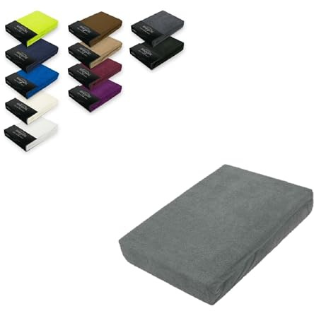 EXKLUSIV HEIMTEXTIL - Sábana bajera ajustable de rizo, 180-200 x 200 cm, color gris