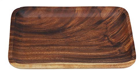 Vassoio per Alimenti in Legno Massello, Rettangolari Vassoio di Servizio da Tavola Sushi Dolci Frutta Piatto Snack Alimentari Vassoio Stoccaggio per Casa Ristorante Caffetteria Bar (25 * 17 * 2cm)