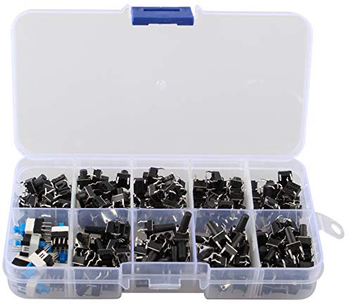 HALJIA 10 Valores 180 Piezas Interruptor de botón táctil Kit de surtido de táctica micro momentáneo (180PCS)