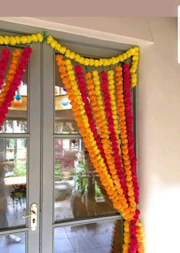 Estationeryhouse 1,5 m Lange gemischte Ringelblumen-Girlanden künstliche Blume Hochzeit Mehndi Party (10 Stück)